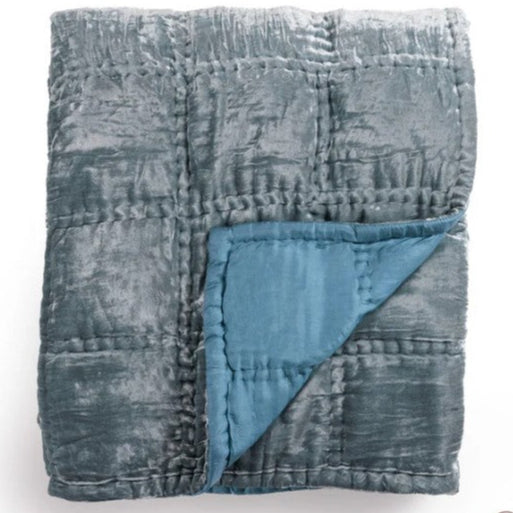 Green- grey silk velvet King size Quilt