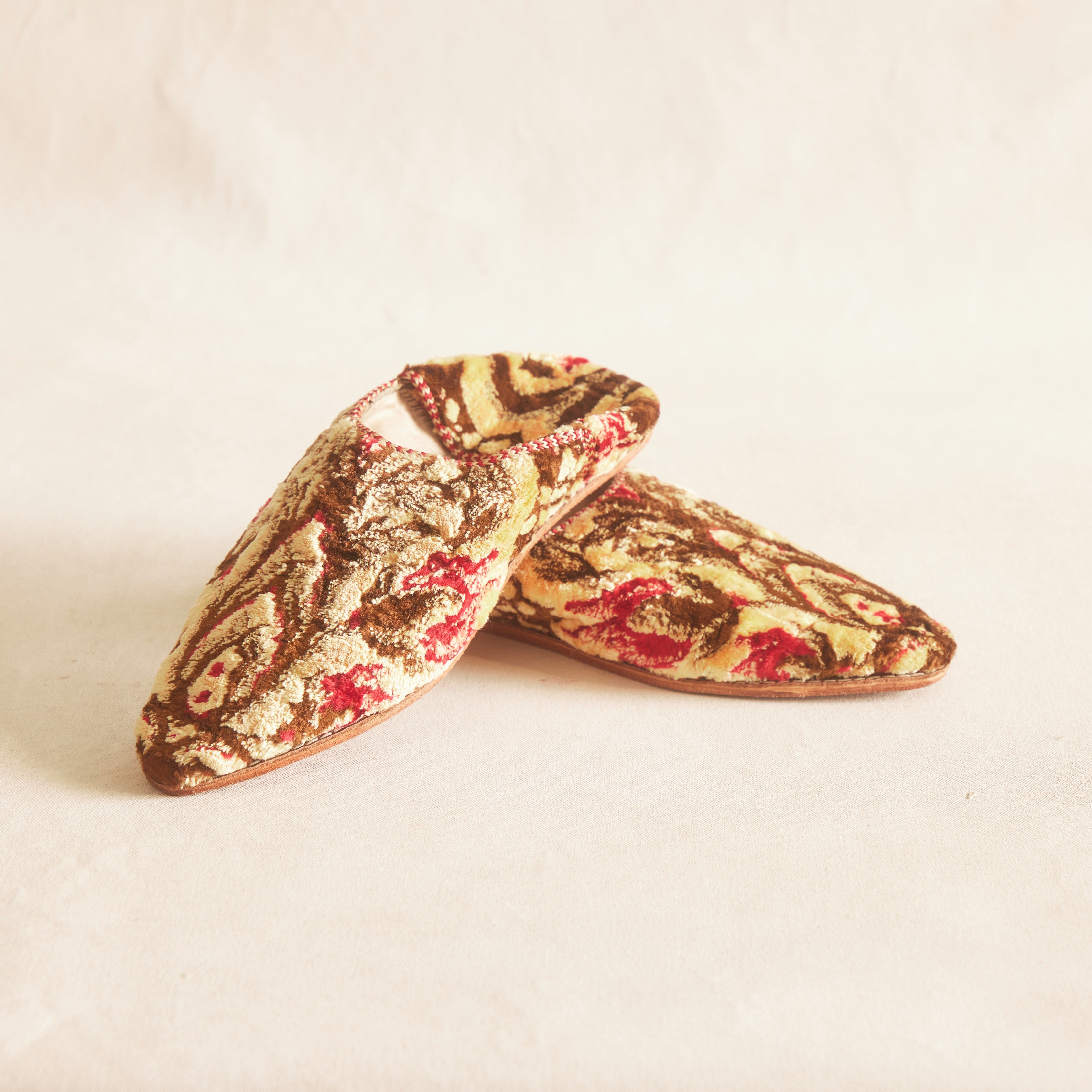 Babouche Slippers - Ochre & Rose