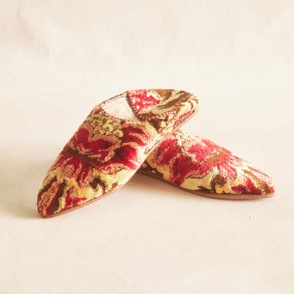 Babouche Slippers - Crimson Flower