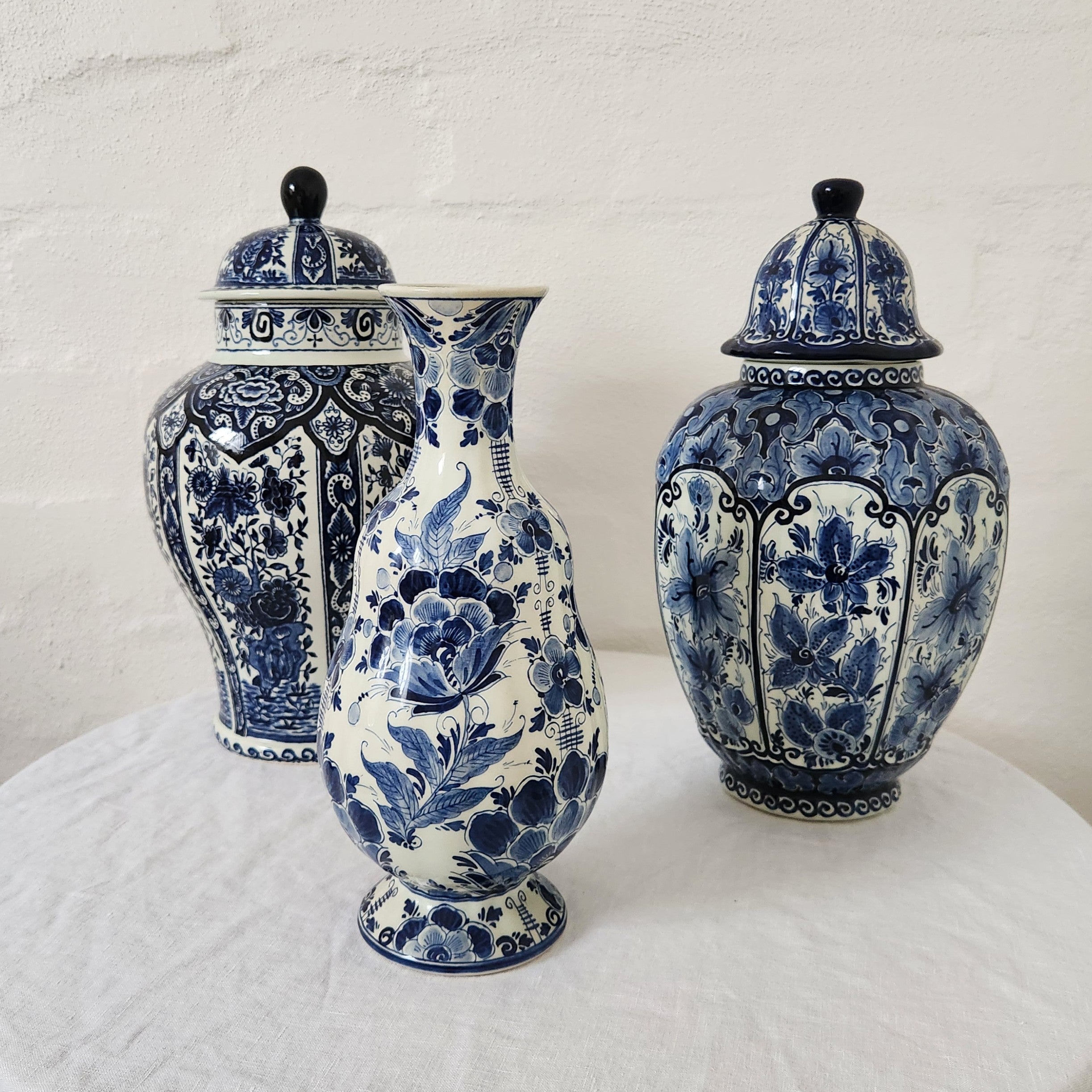 Vintage Regina Hand Painted Delft Blue Vase with lid