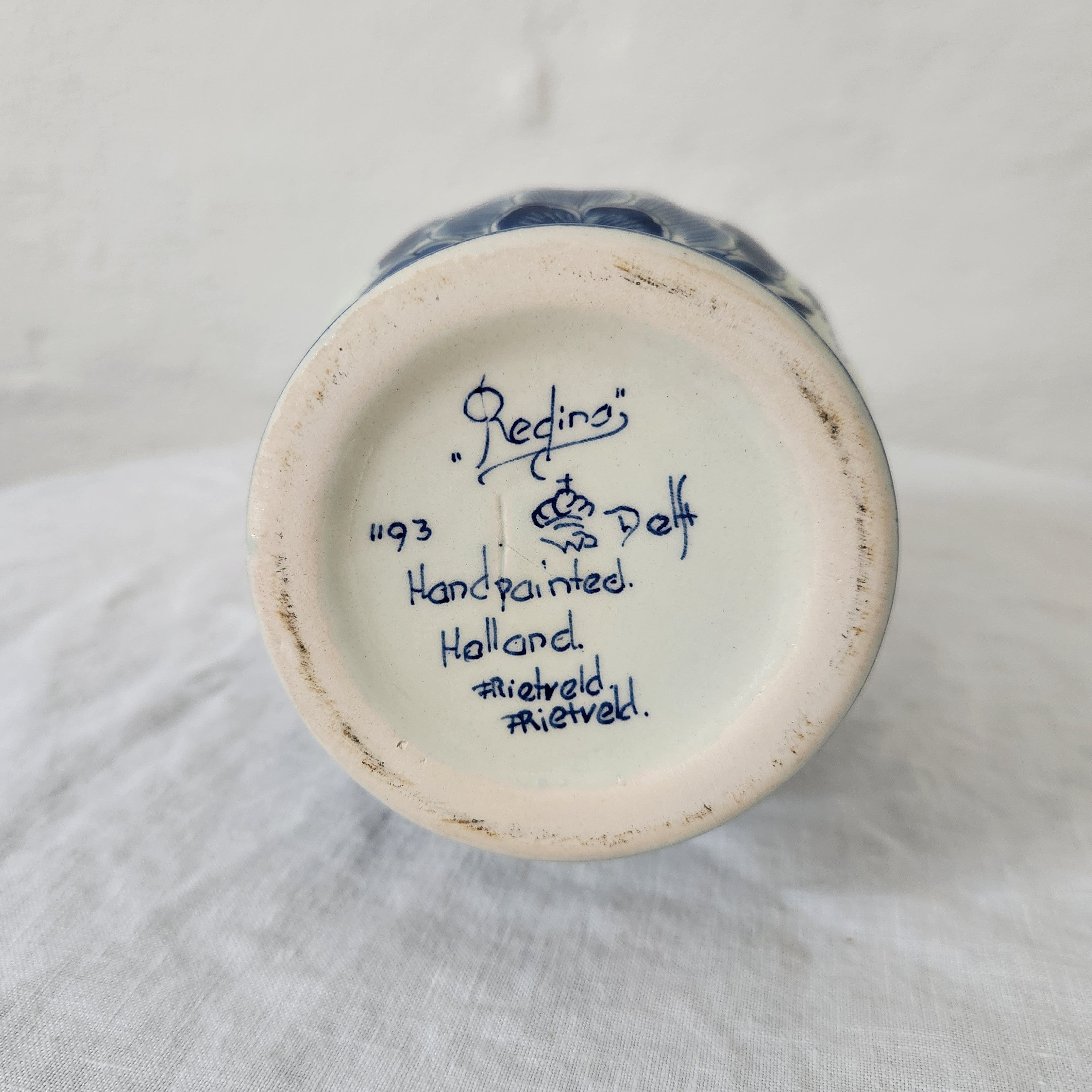 Vintage Regina Hand Painted Delft Blue Vase