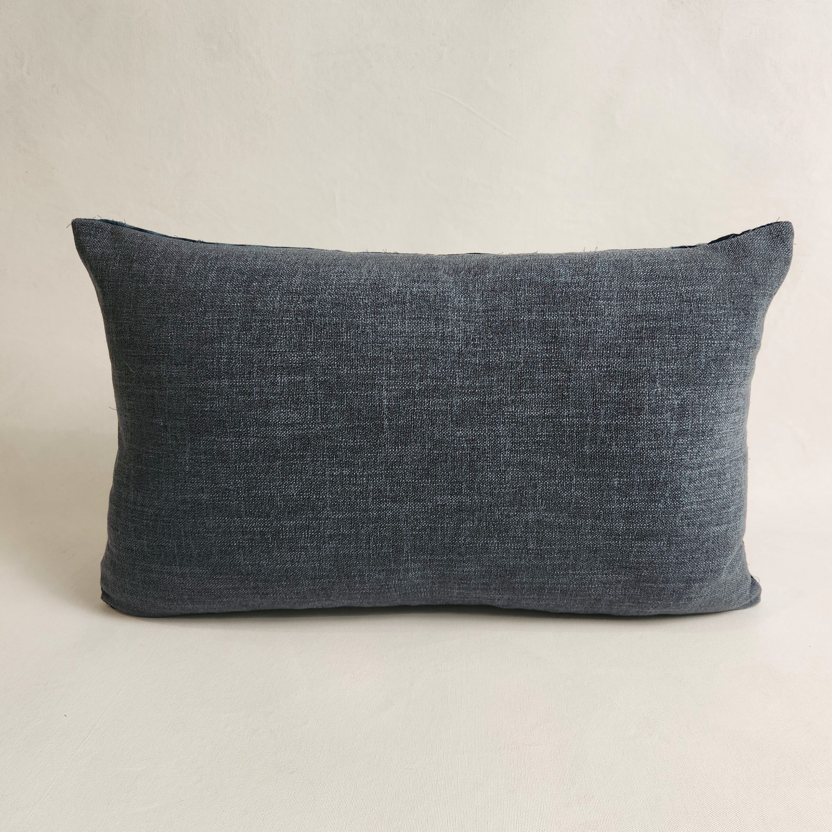 Denim Hued Hand Dyed Mud Lumbar Cushion