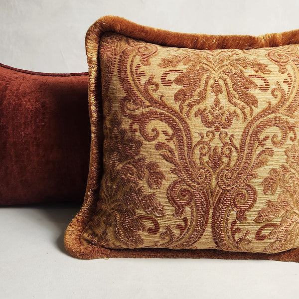 Antique French Jacquard cushion