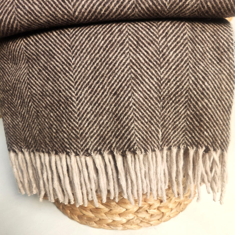 Herringbone Wool Blanket - Treacle