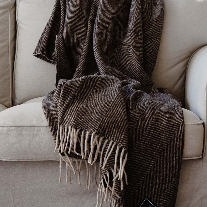 Herringbone Wool Blanket - Treacle