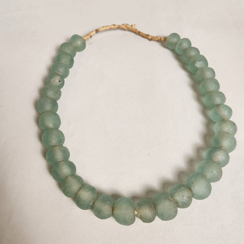 Chunky Ghanaian Glass Bead Garland - Ice Green