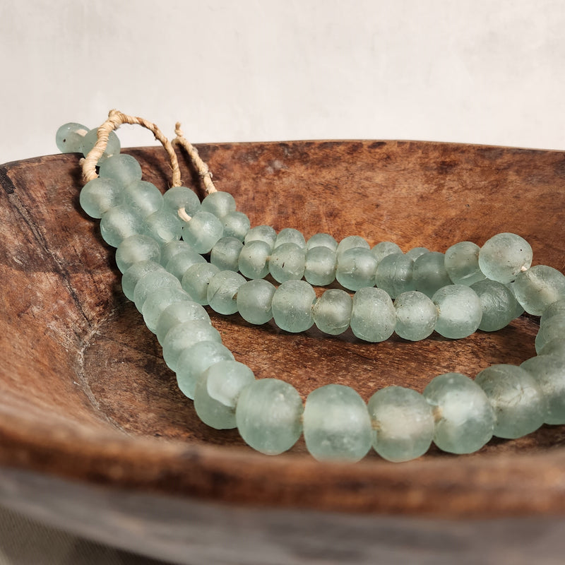 Chunky Ghanaian Glass Bead Garland - Ice Green