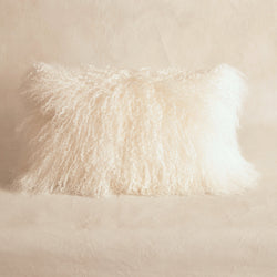 Mongolian Sheepskin Lumbar Cushion - Snow