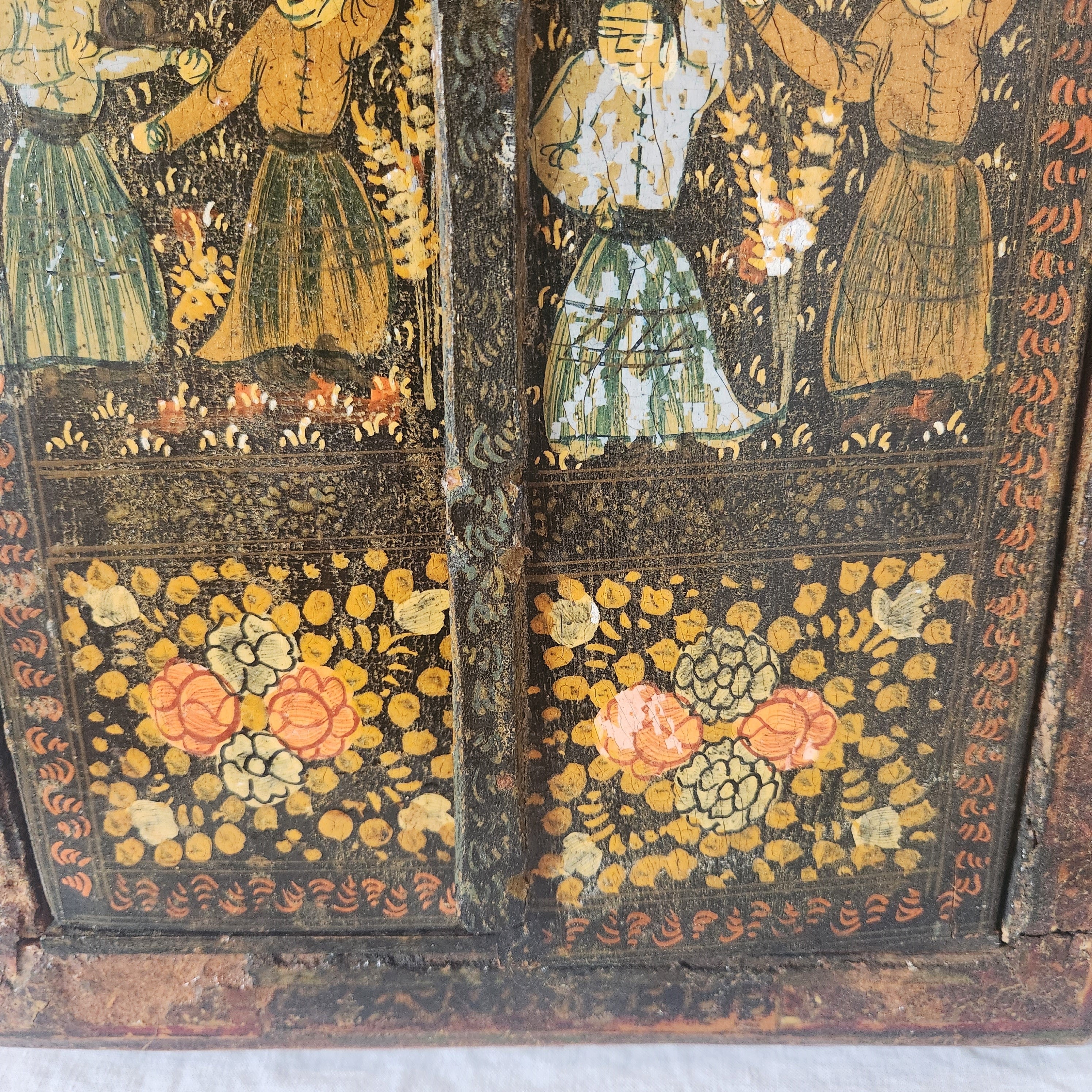 Antique Persian Hand Painted Wedding Mirror