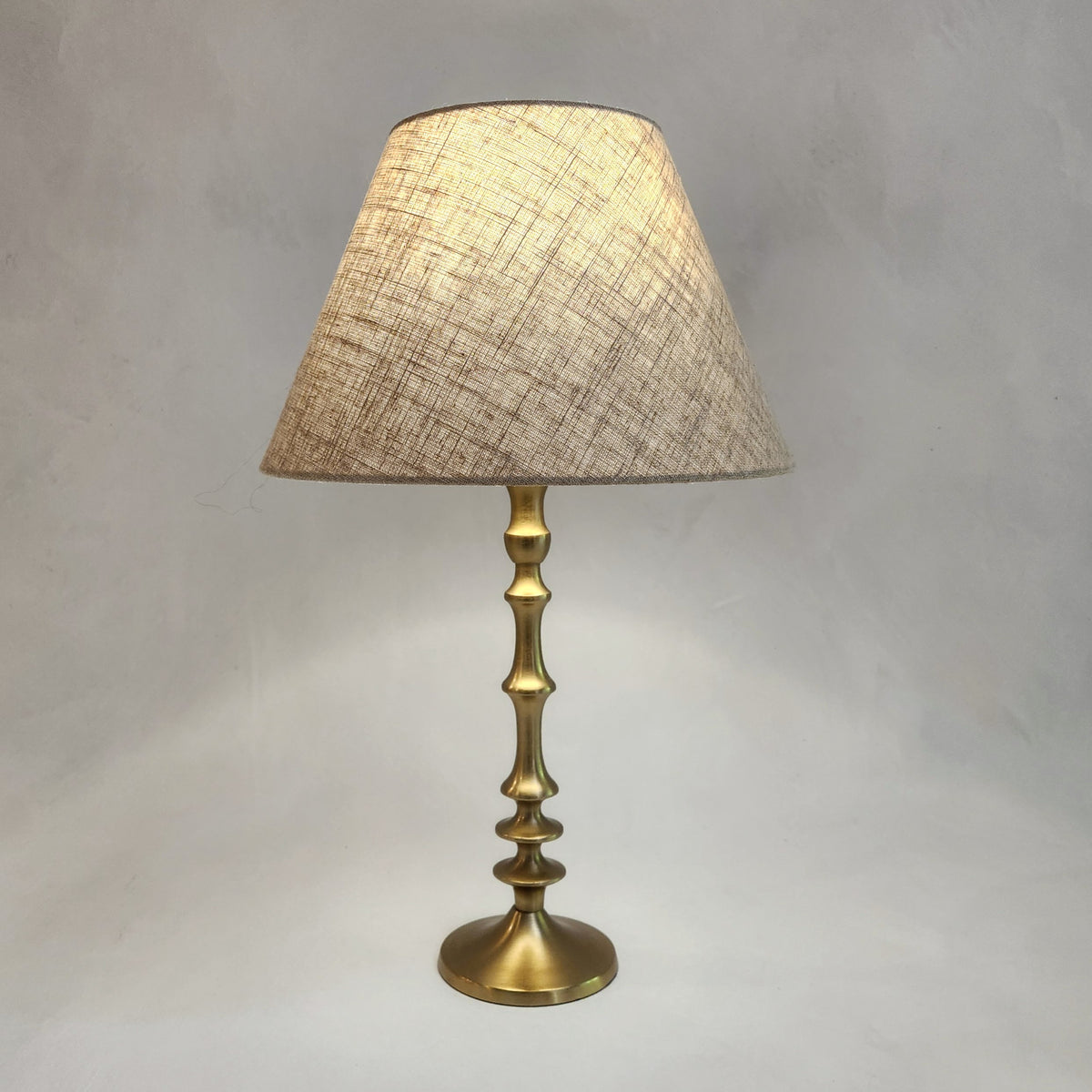 Medium linen lampshade on brass base