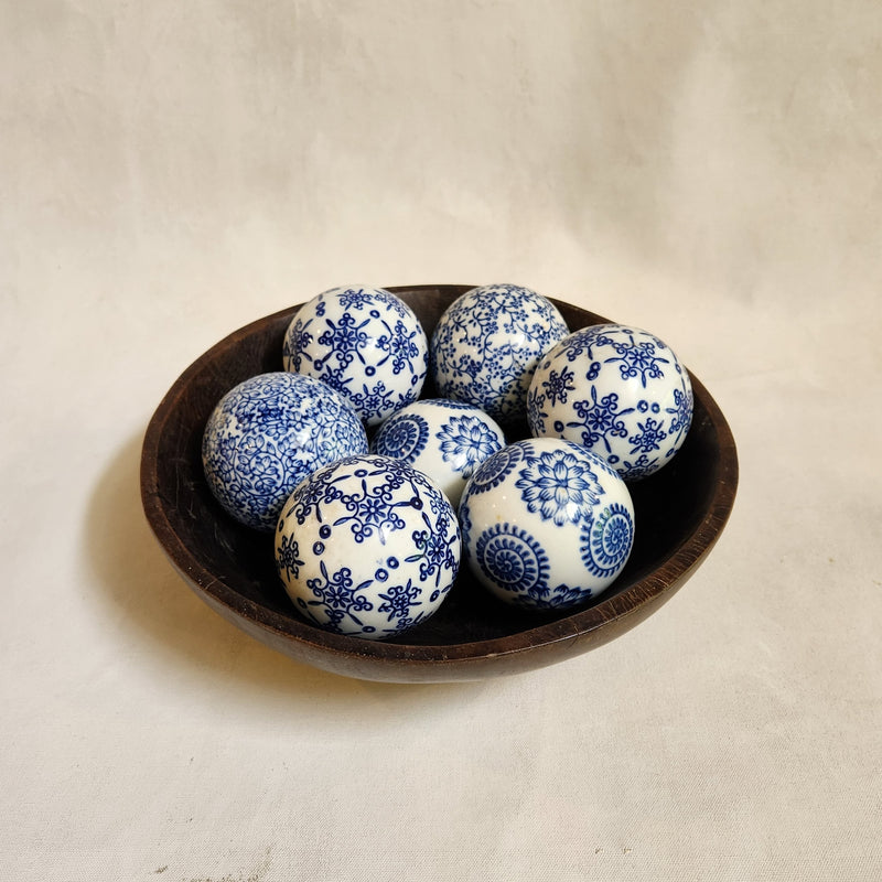 Blue and White Porcelain Balls (set of 3)