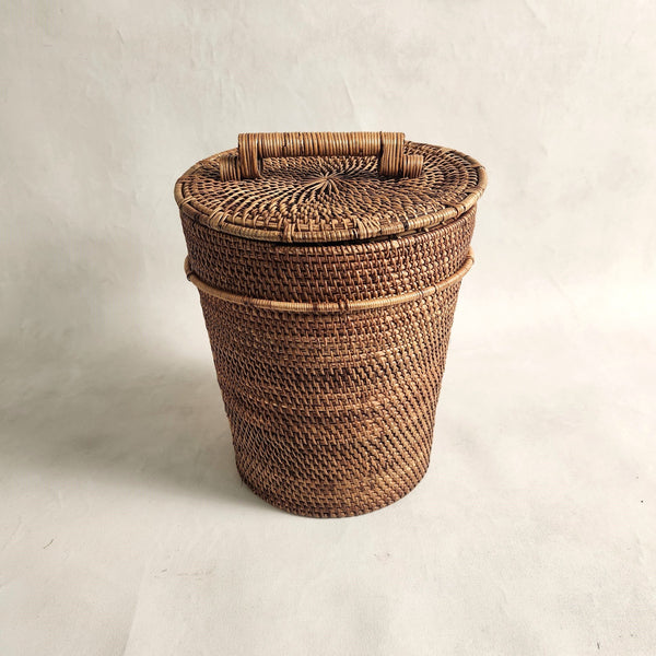 Rattan Waste Bin with lid