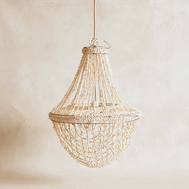 Shell Pendant Light with Linen Cord