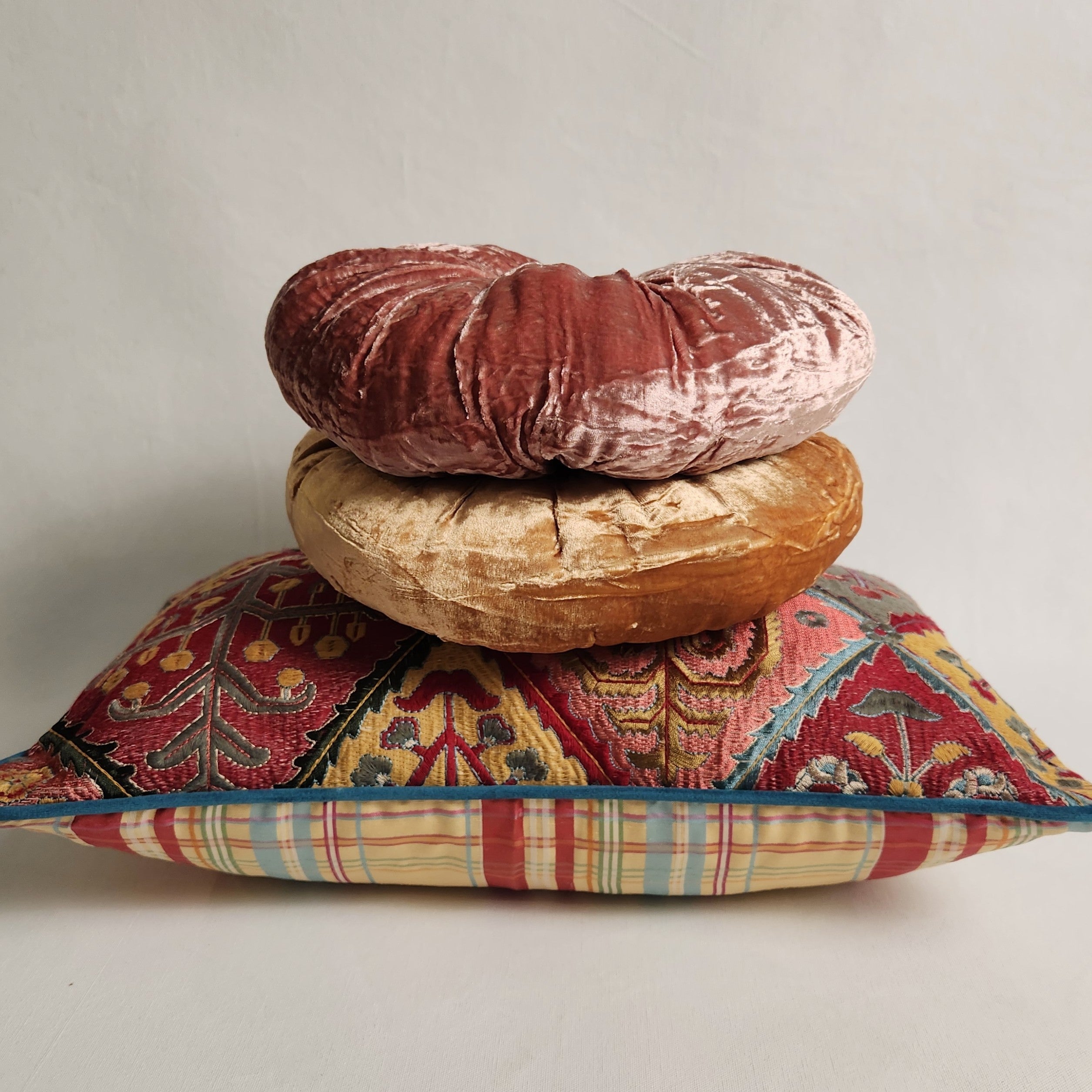 Embroidered Silk Lumbar Cushion