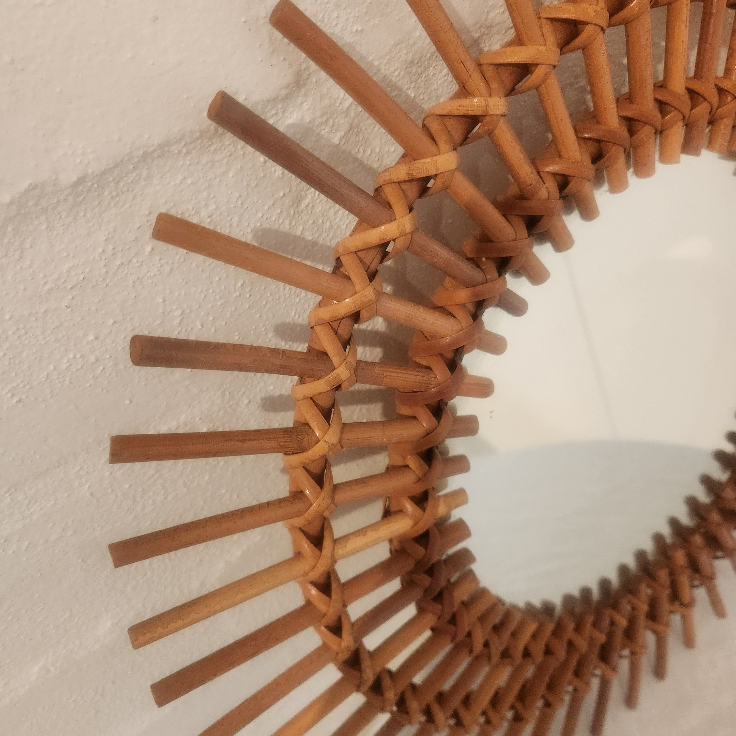 Vintage 1970’s Cane Starburst Mirror