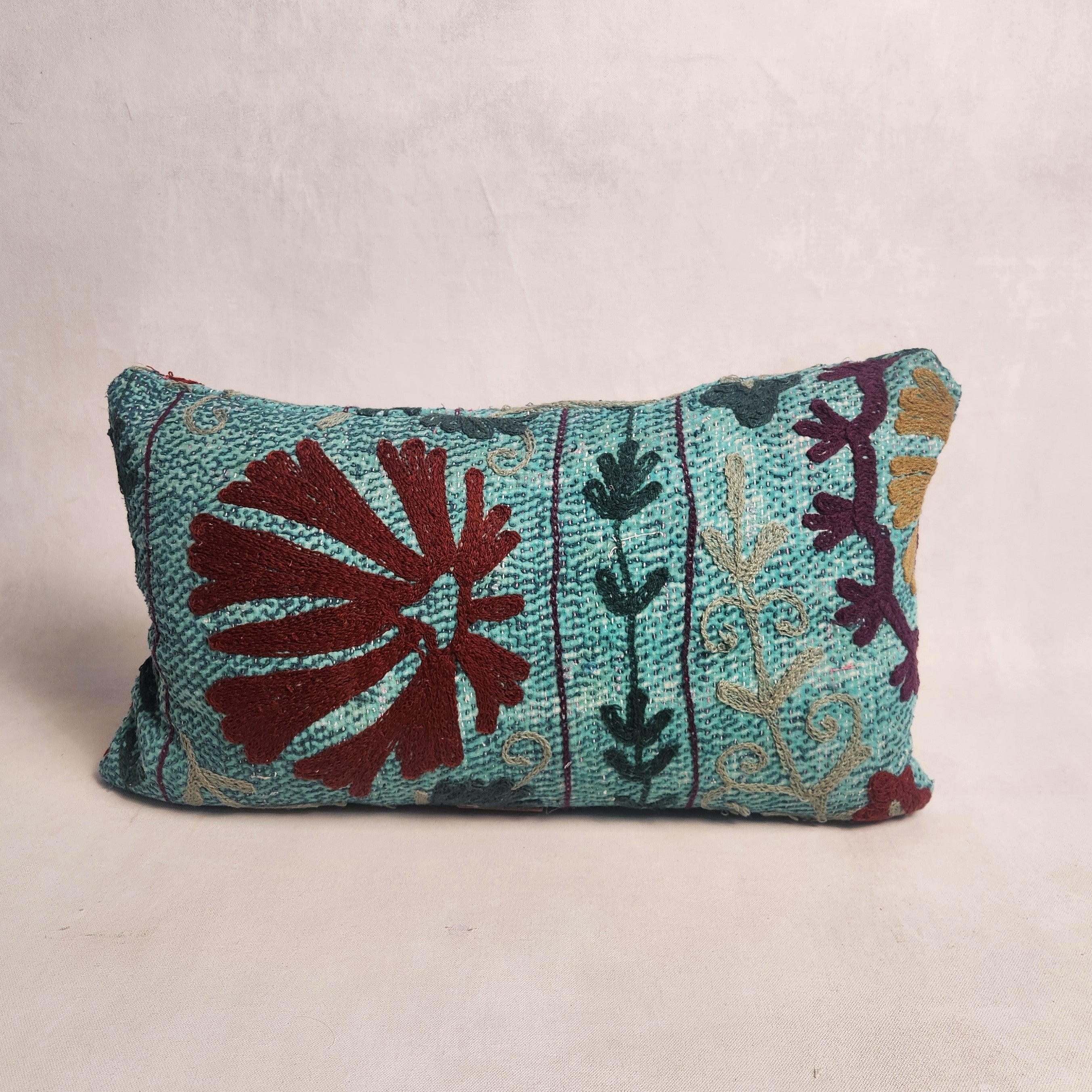 Suzani Cushion #14 - Turquoise & Navy 30x50