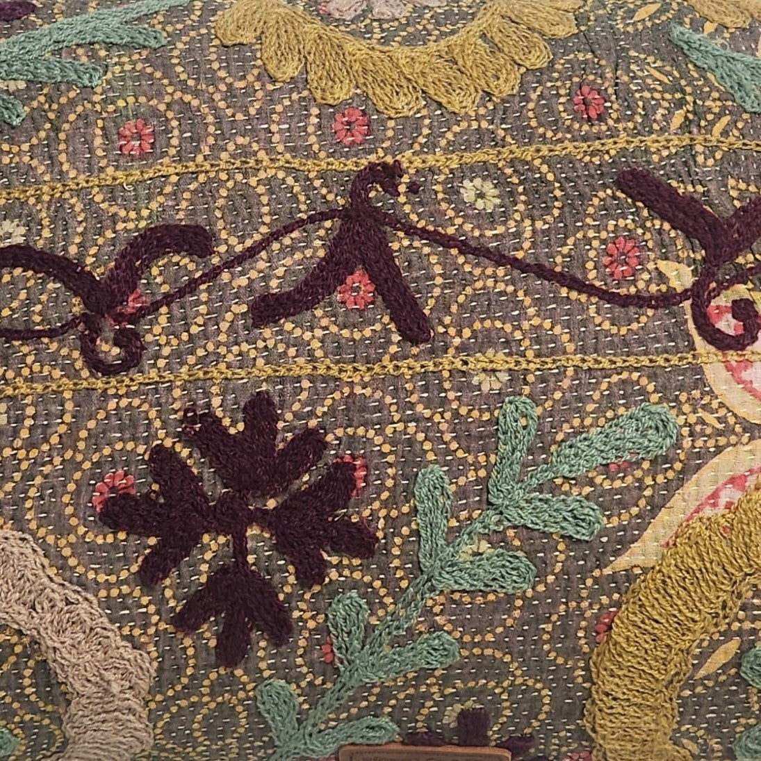 Suzani Cushion #15 - Lilac, Green & Ochre 30x50