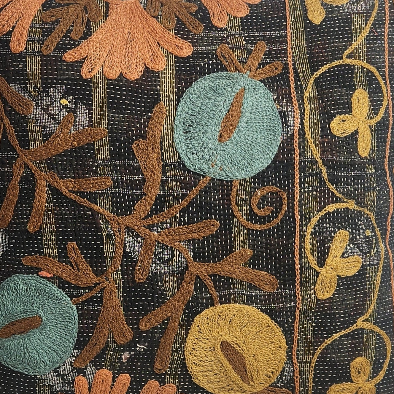 Suzani Cushion #21 - Navy & Ochre 50x50