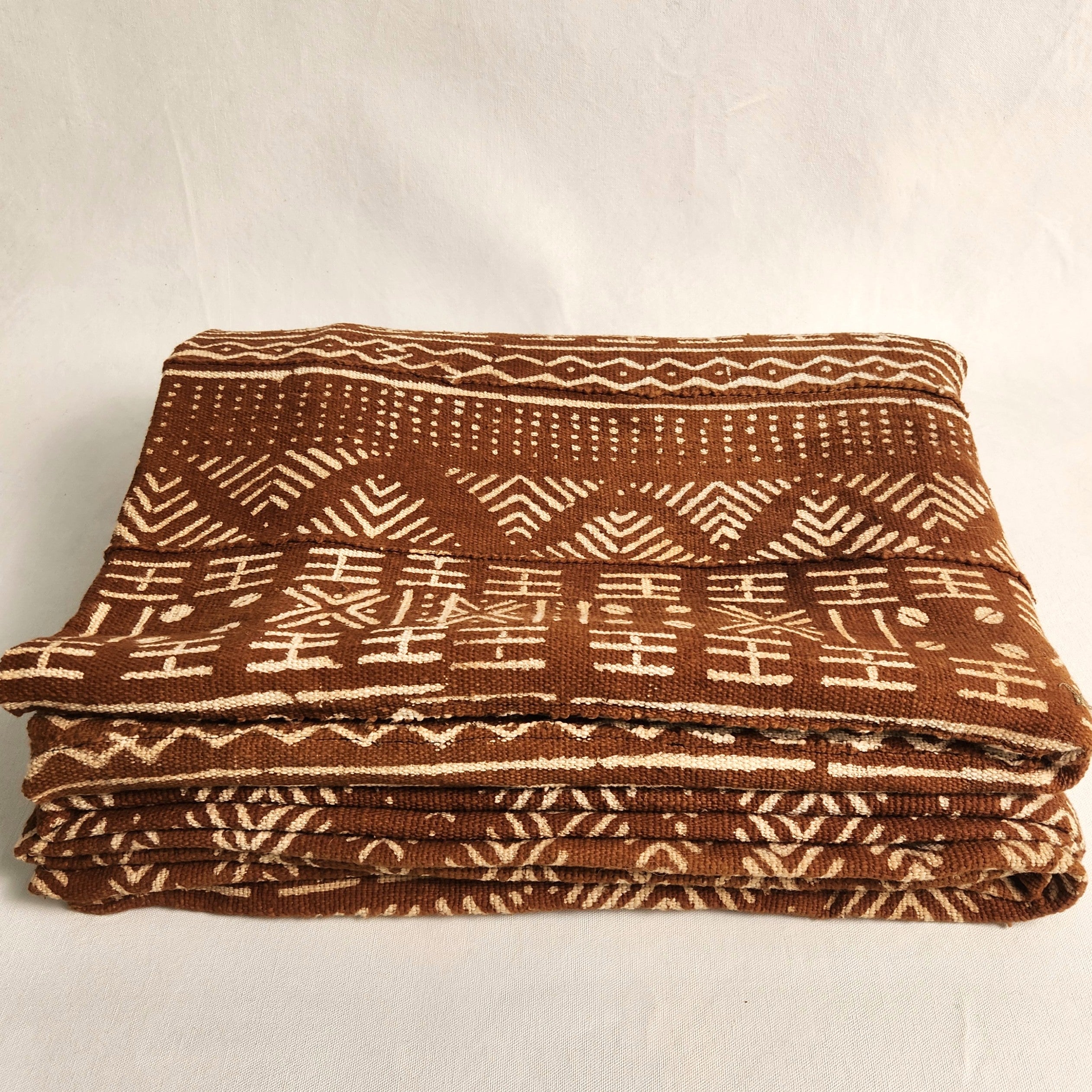 Vintage Tan Mud Cloth Throw