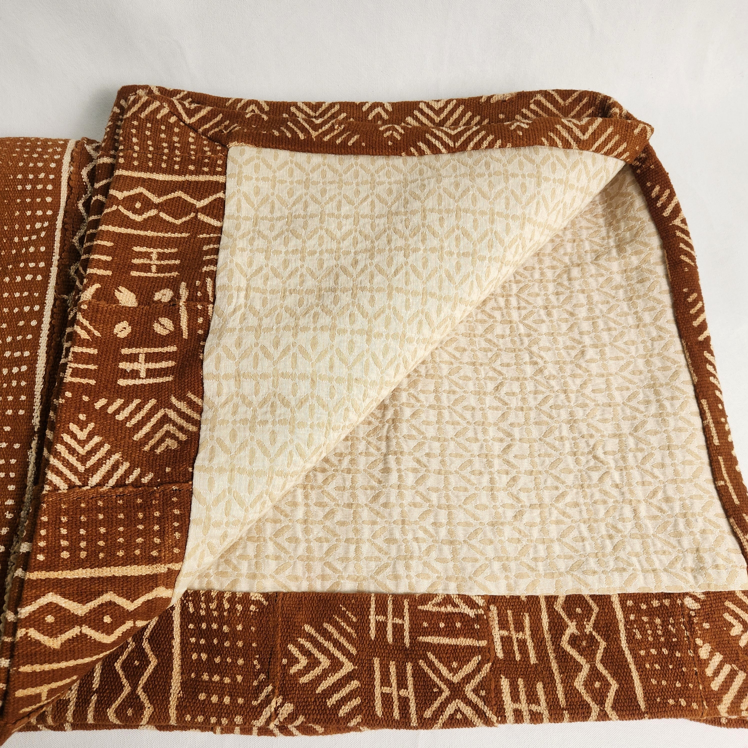 Vintage Tan Mud Cloth Throw