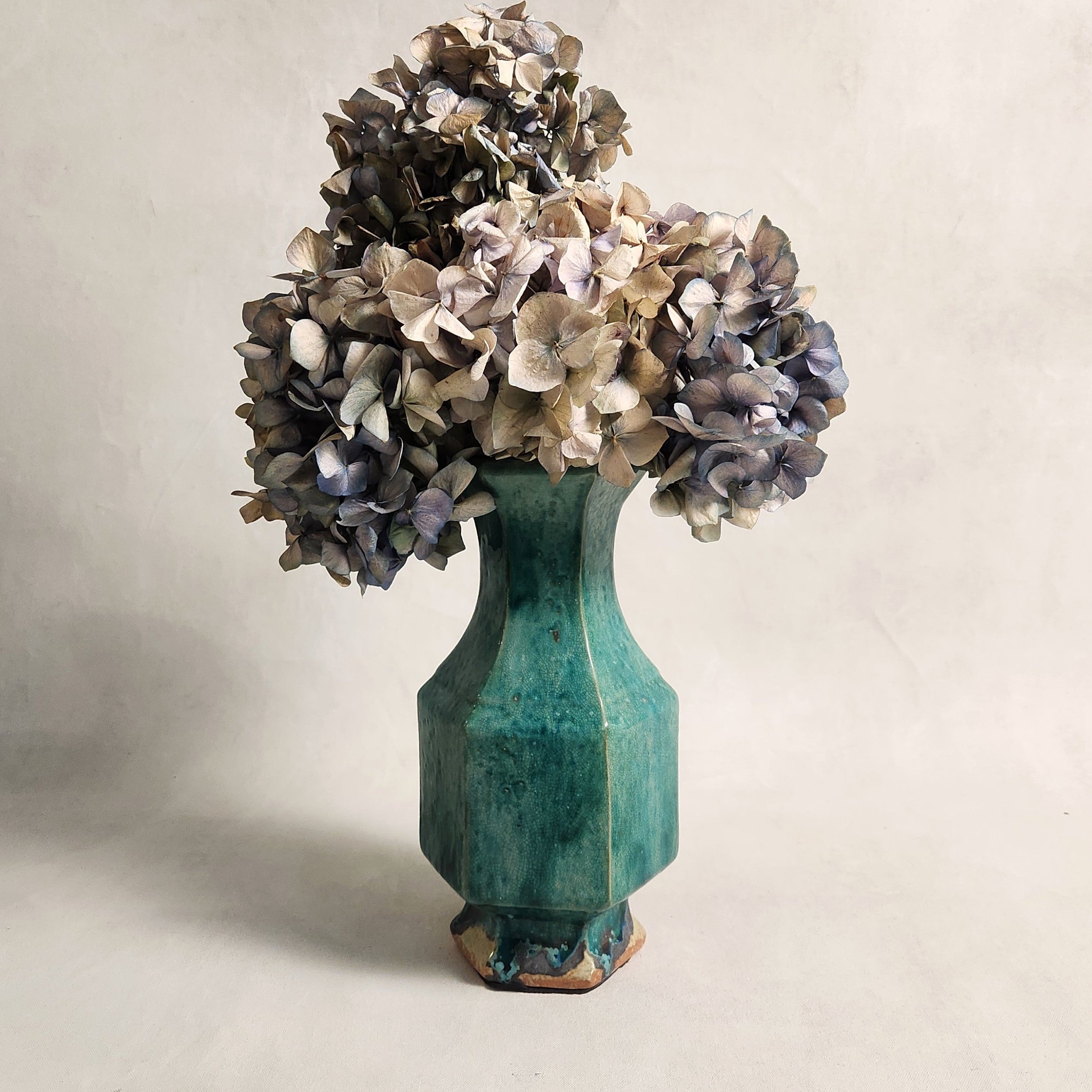 Teal Ceramic Vase - Hexagon Flute