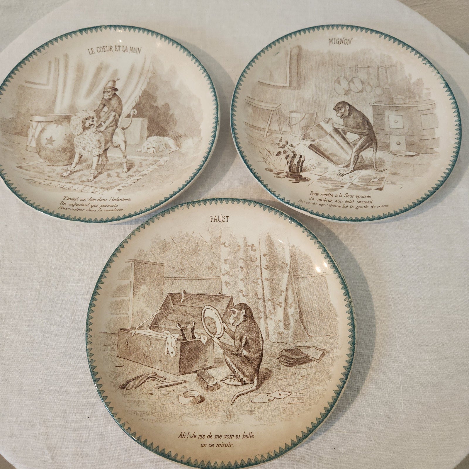 Very Rare Antique French Sarreguemines Talking Plate, Antique high quality Plate, French Revolution