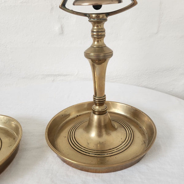 A pair of Early 1800's English Solid Brass Candlesticks with Ringing Bell