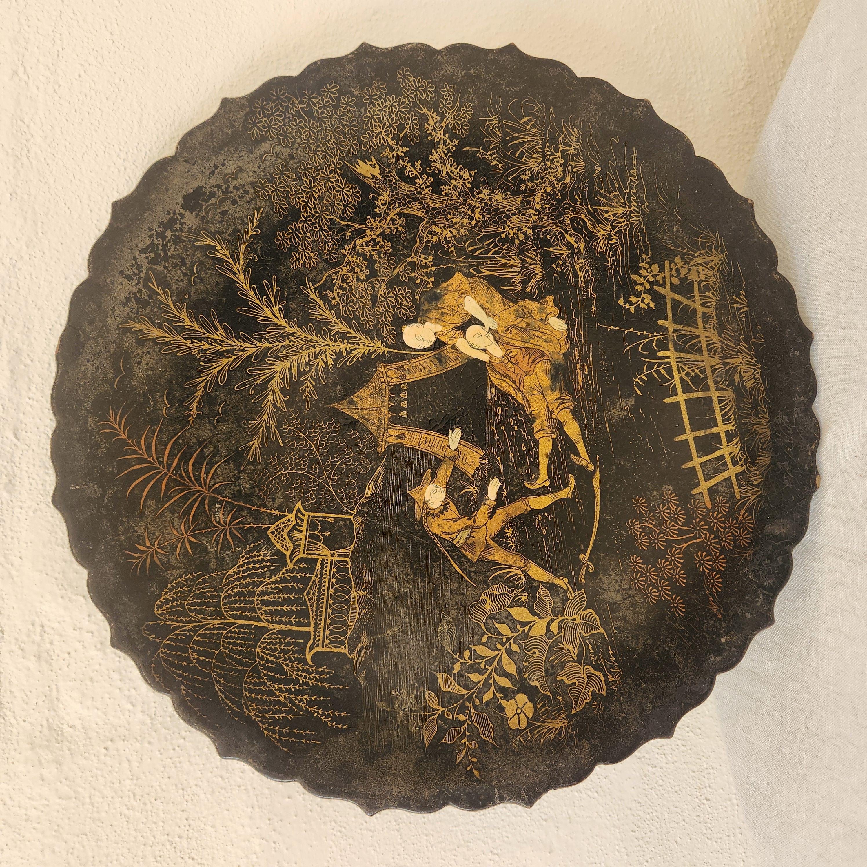 Chinoiserie Paper Mache Plate Circa 1870’s