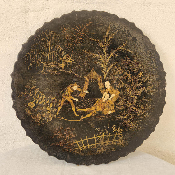 Chinoiserie Paper Mache Plate Circa 1870’s