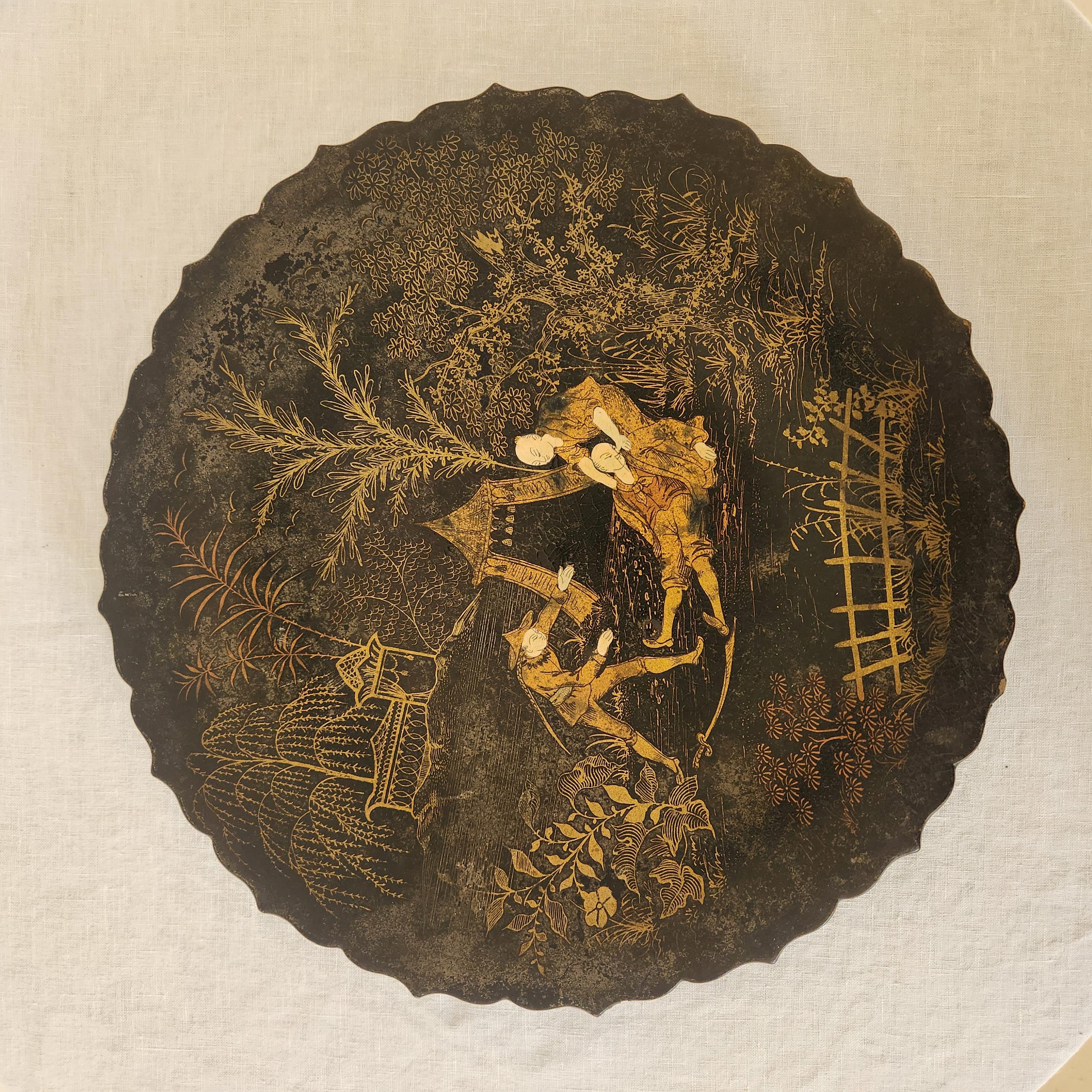 Chinoiserie Paper Mache Plate Circa 1870’s