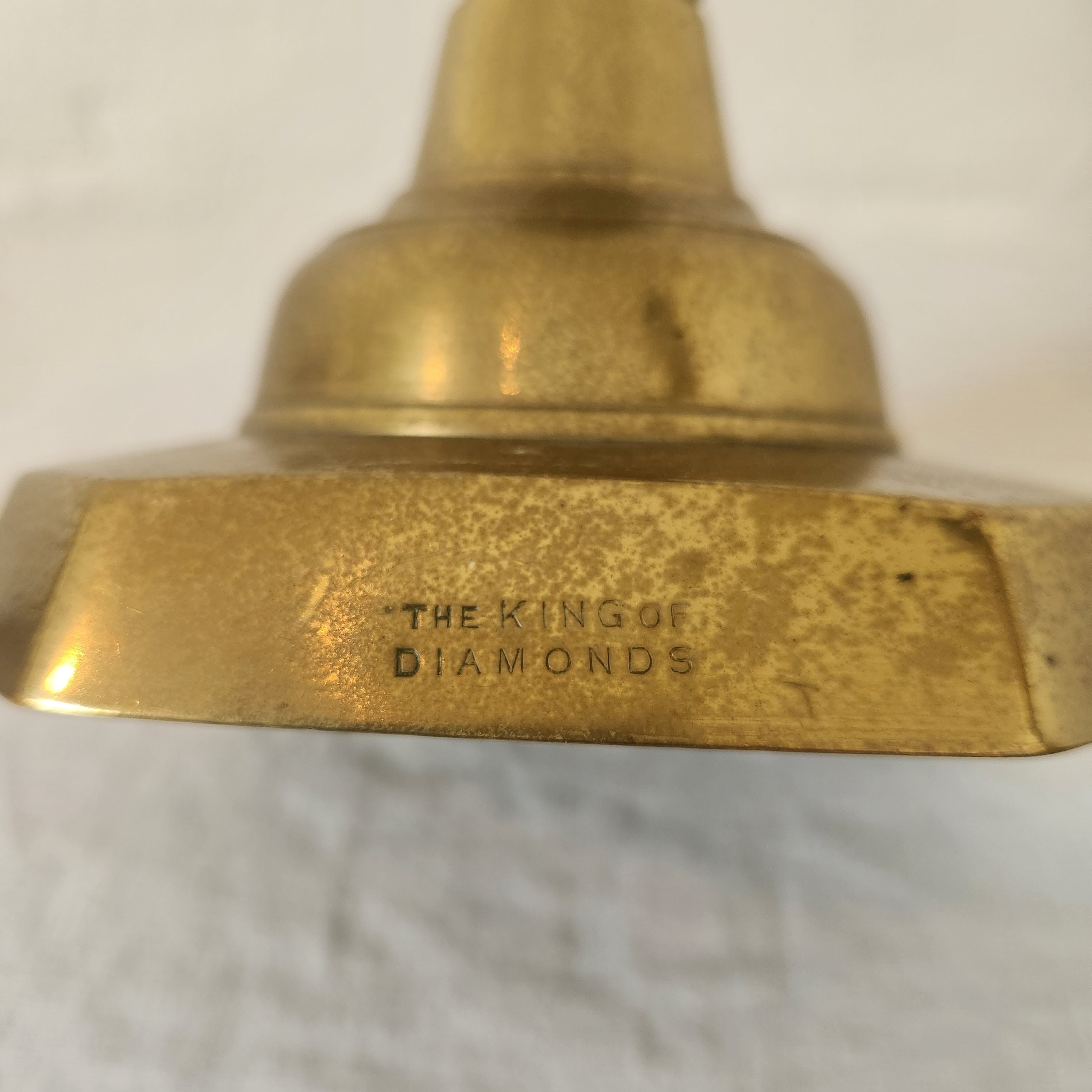 Antique Brass Candlestick Pair ‘King of Diamonds’
