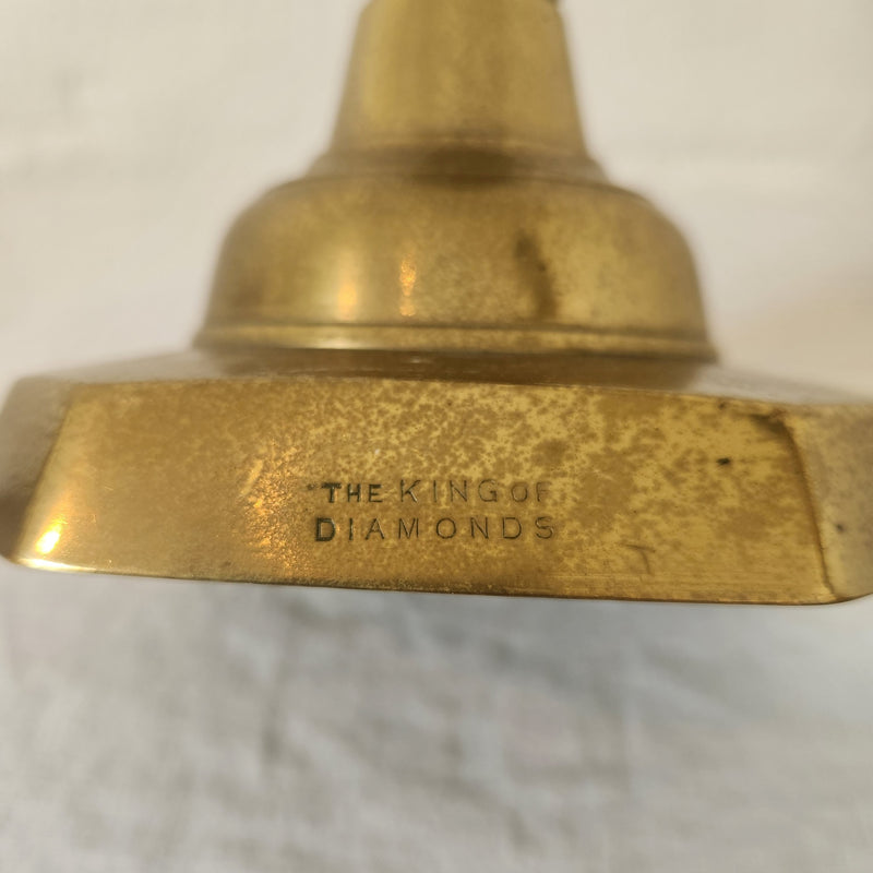 Antique Brass Candlestick Pair ‘King of Diamonds’