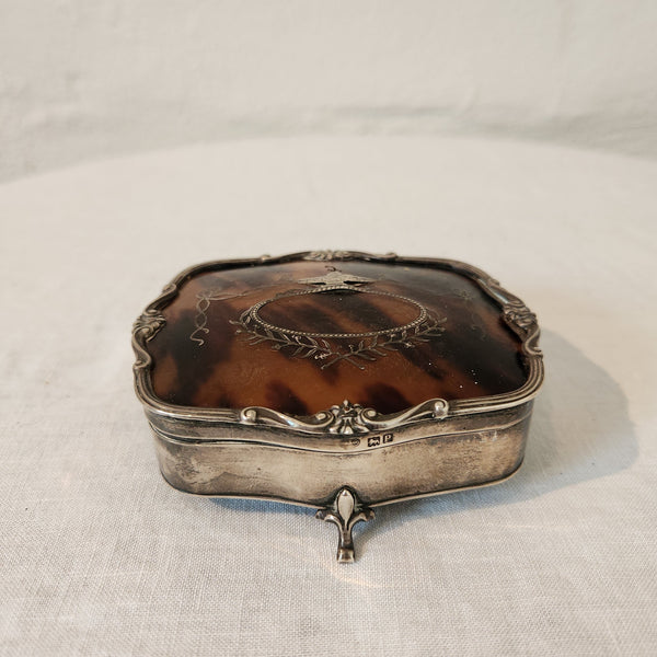 Tortoiseshell and Sterling silver Jewellery Box