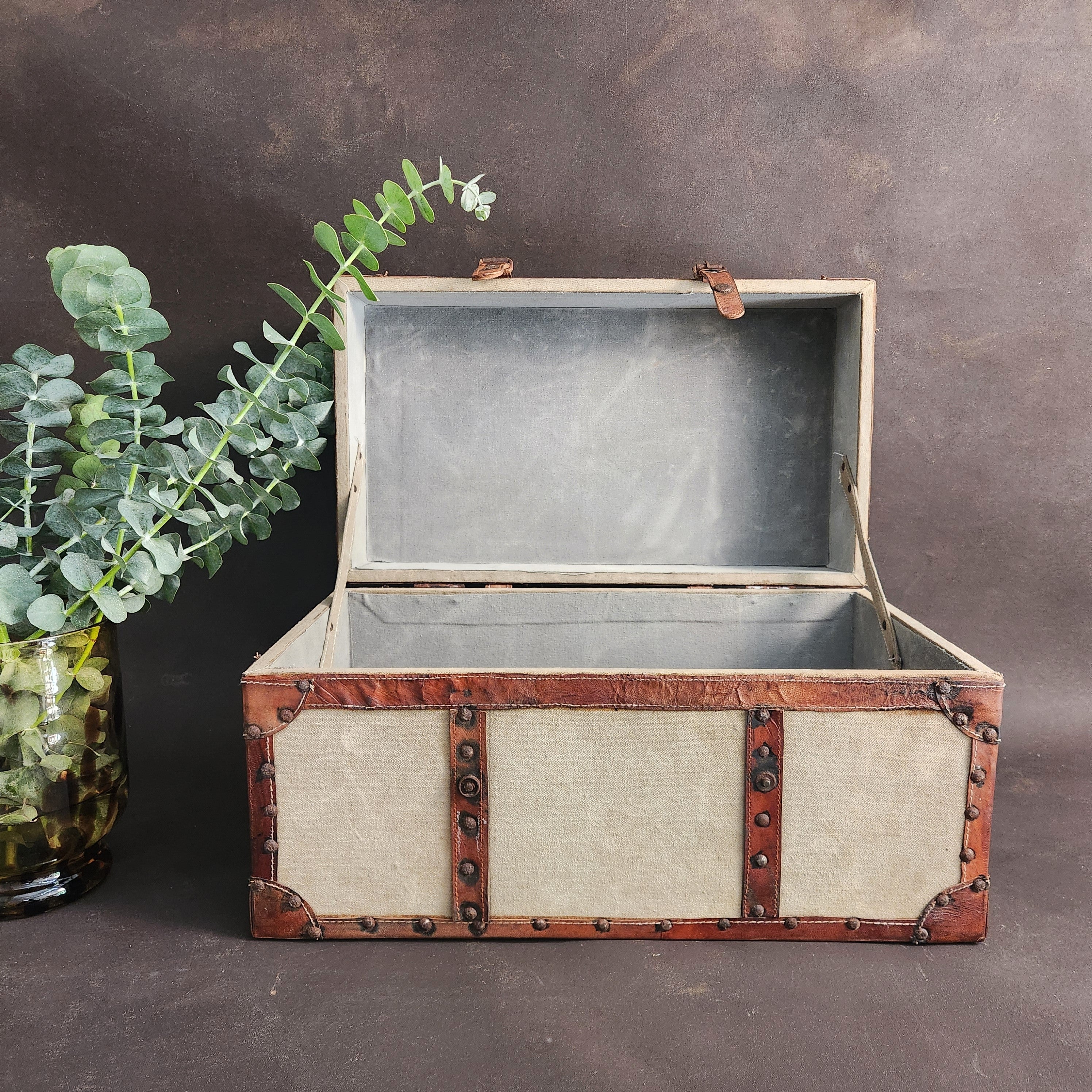 Vintage Canvas and Leather Trunk