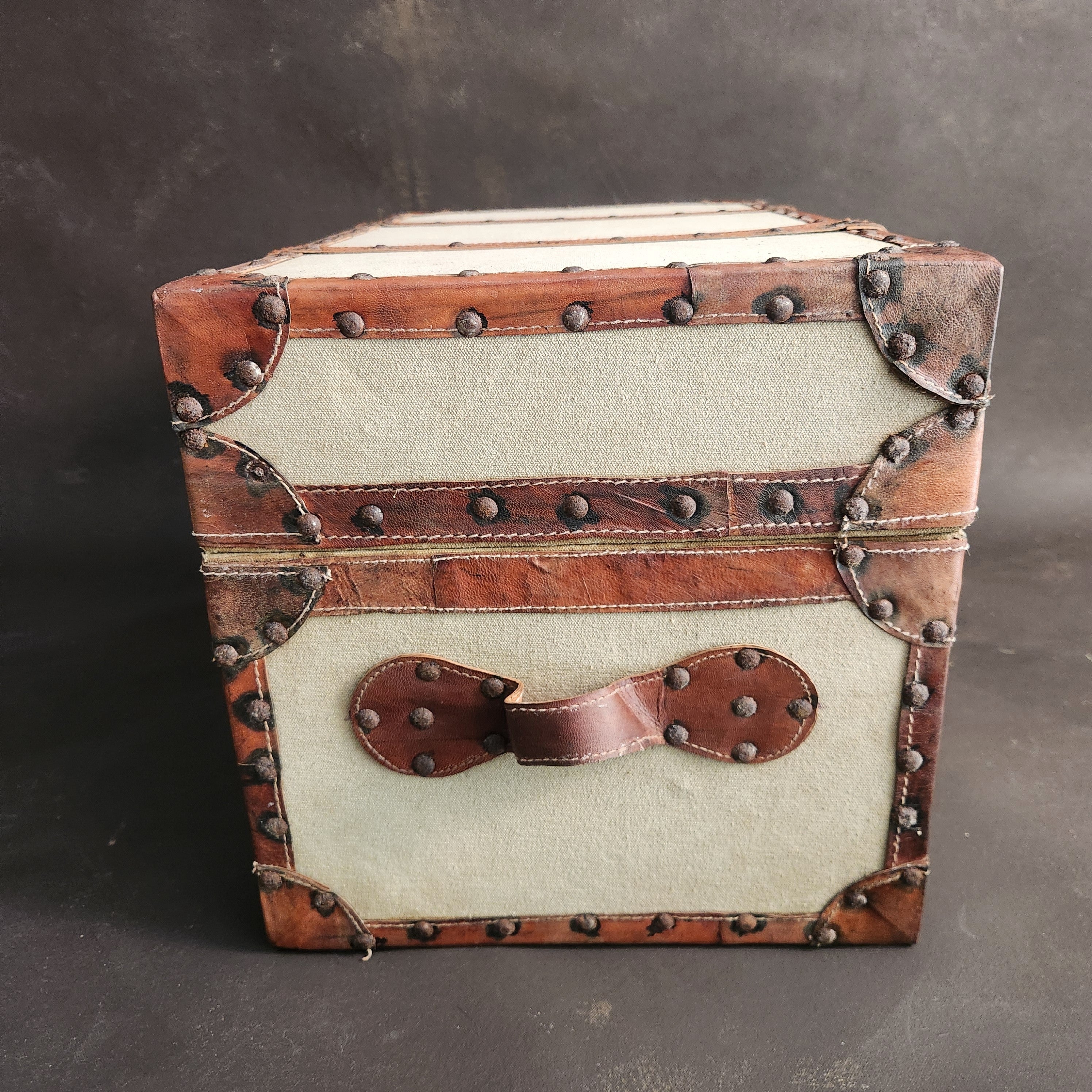 Vintage Canvas and Leather Trunk
