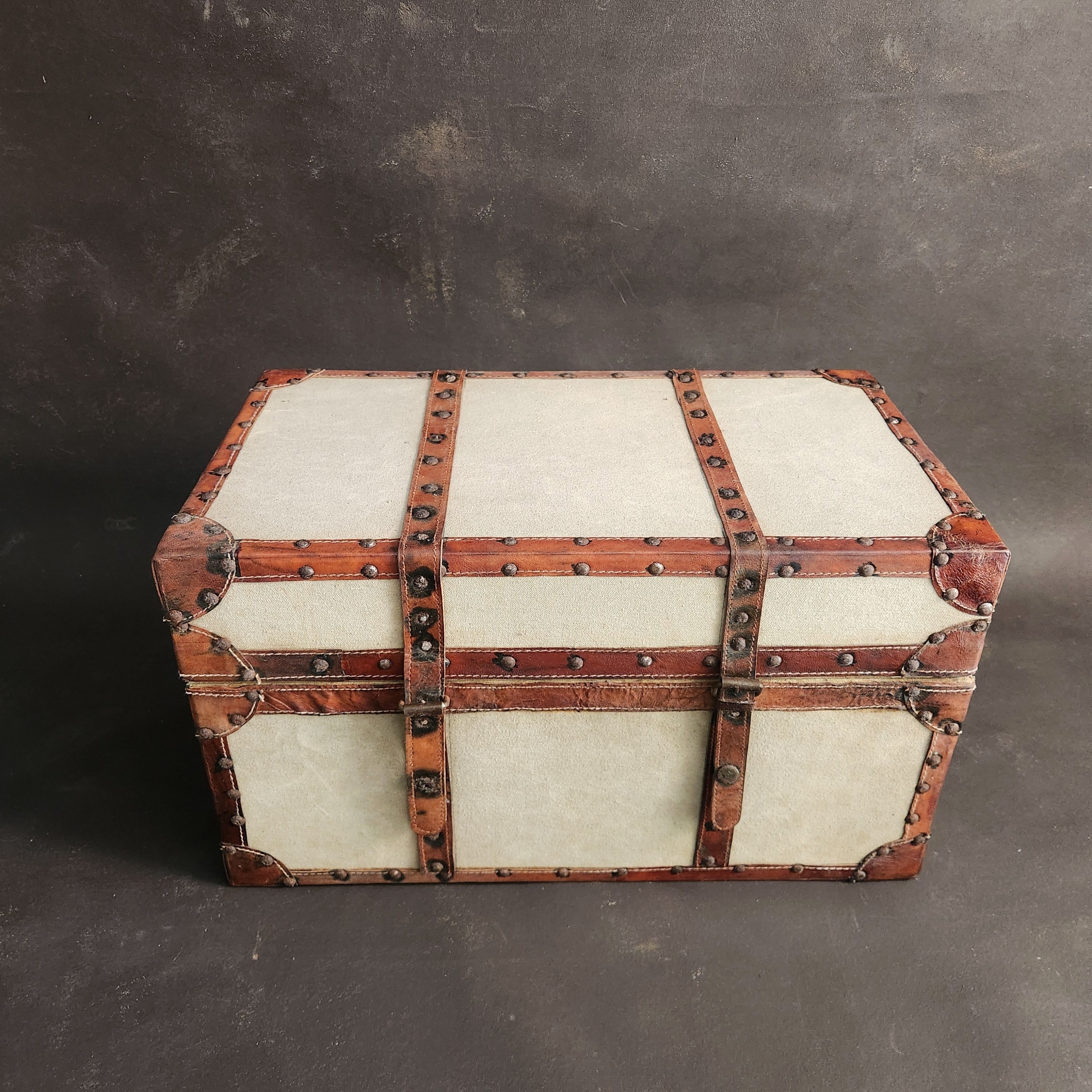 Vintage Canvas and Leather Trunk