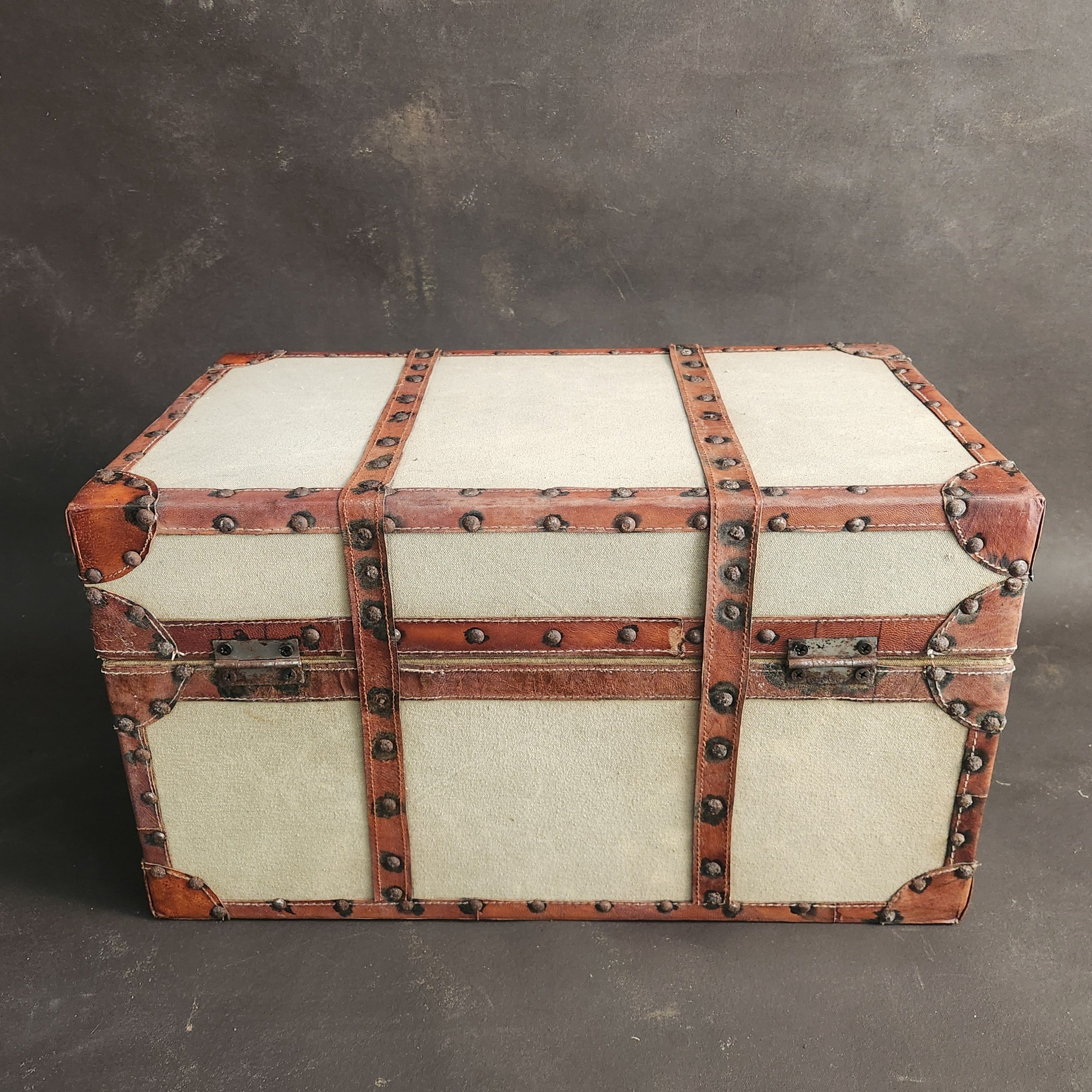Vintage Canvas and Leather Trunk