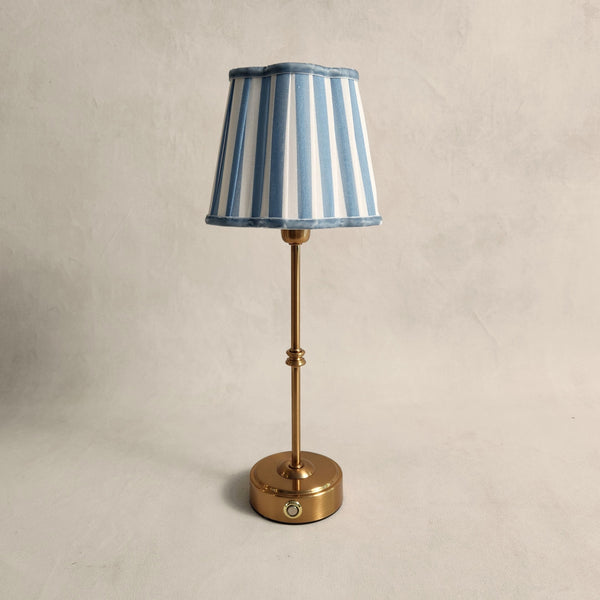 Blue Stripe Scallop Shade Cordless Table Lamp