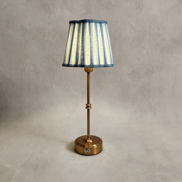 Blue Stripe Scallop Shade Cordless Table Lamp