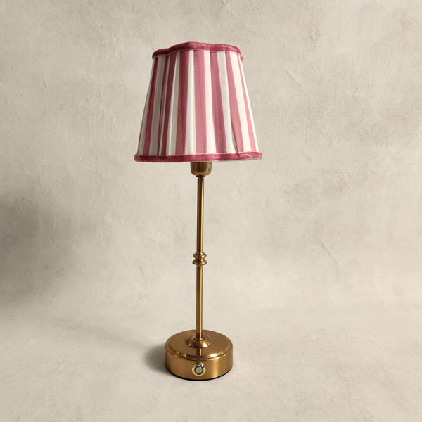 Pink Stripe Scallop Shade Cordless Table Lamp