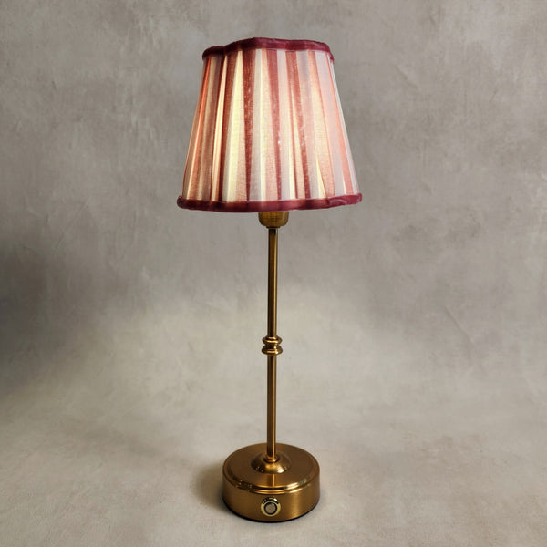 Pink Stripe Scallop Shade Cordless Table Lamp