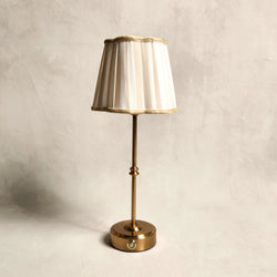 Beige Stripe Scallop Shade Cordless Table Lamp