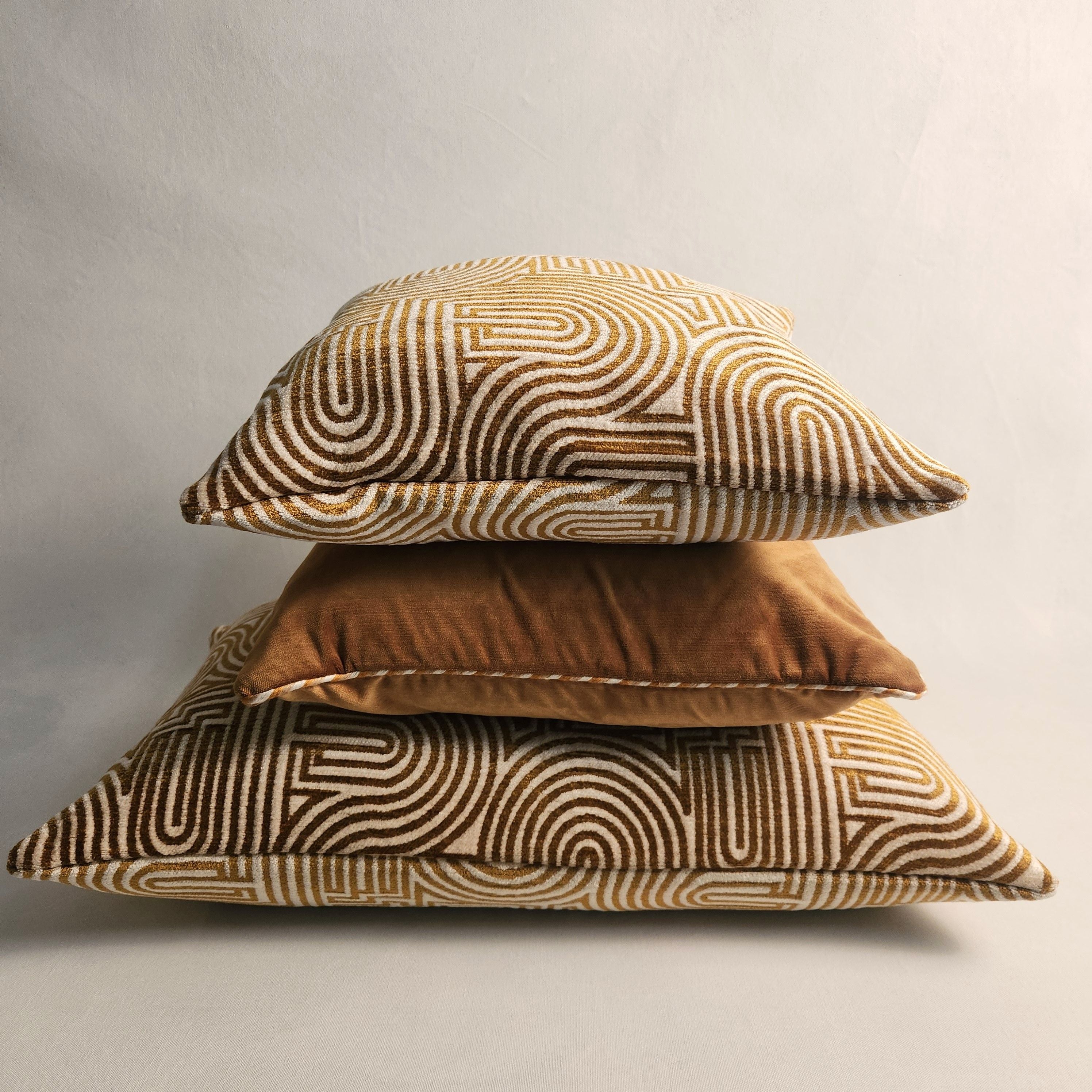 Klark Square  Cushion - Ecru and Mustard