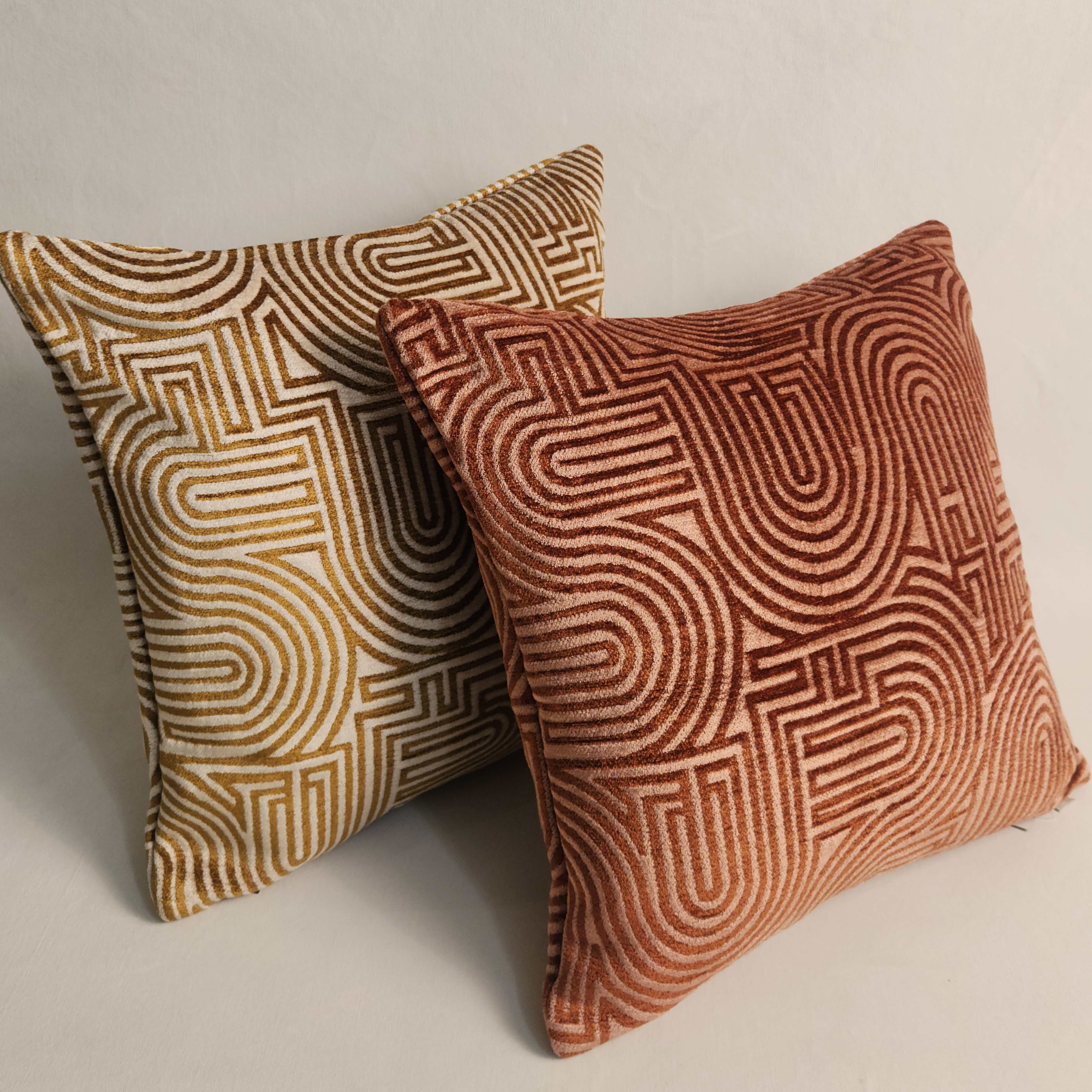 Klark Square Cushion - Peach Pink & Caramel