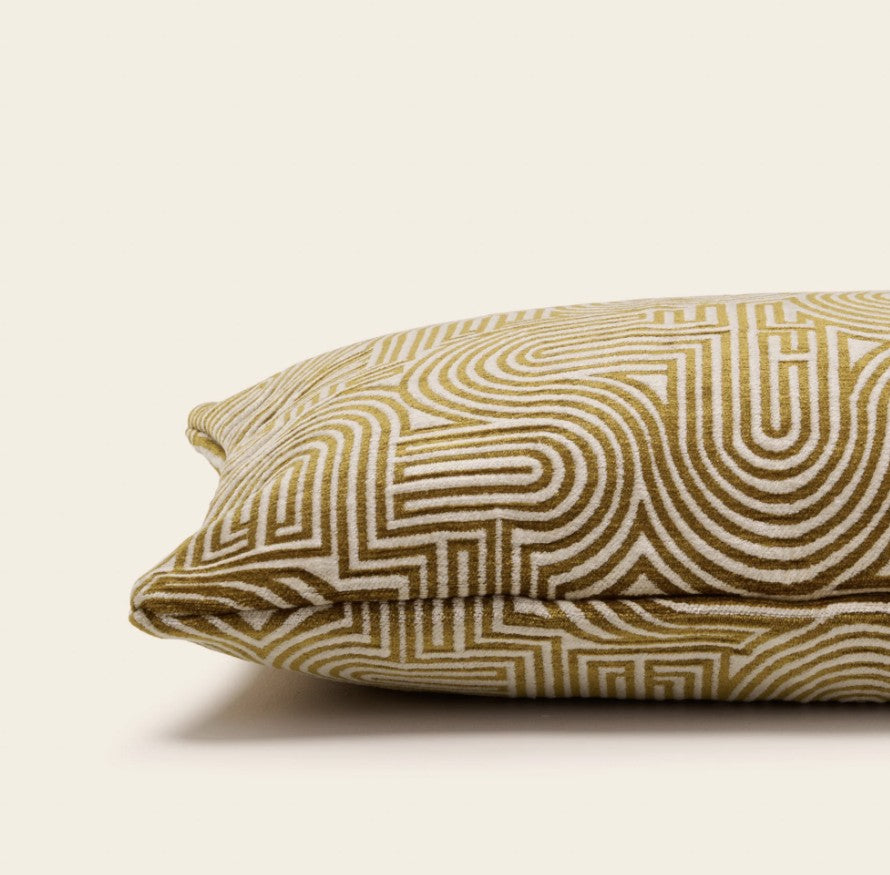 Klark Rectangular  Cushion - Ecru and Mustard