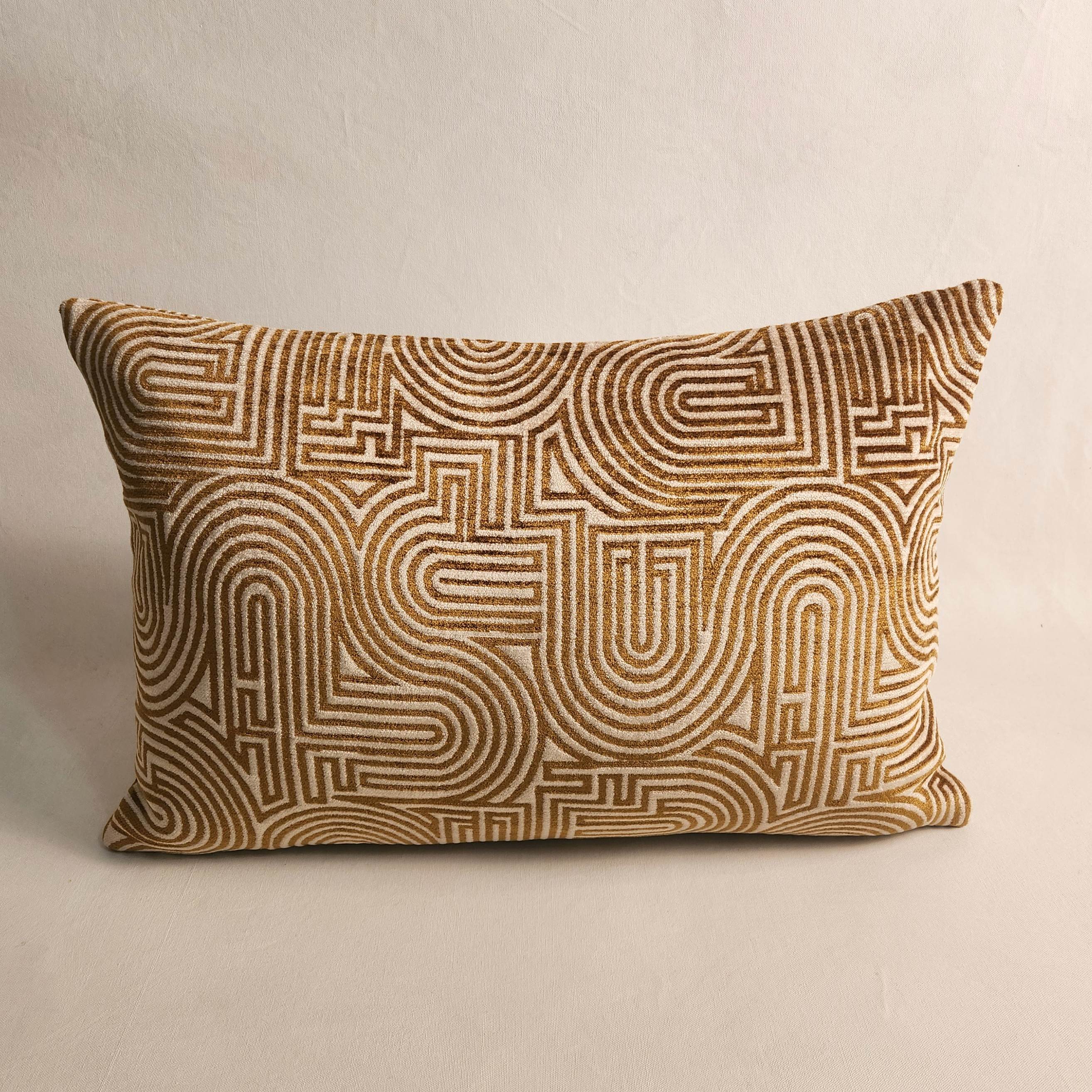 Klark Rectangular  Cushion - Ecru and Mustard