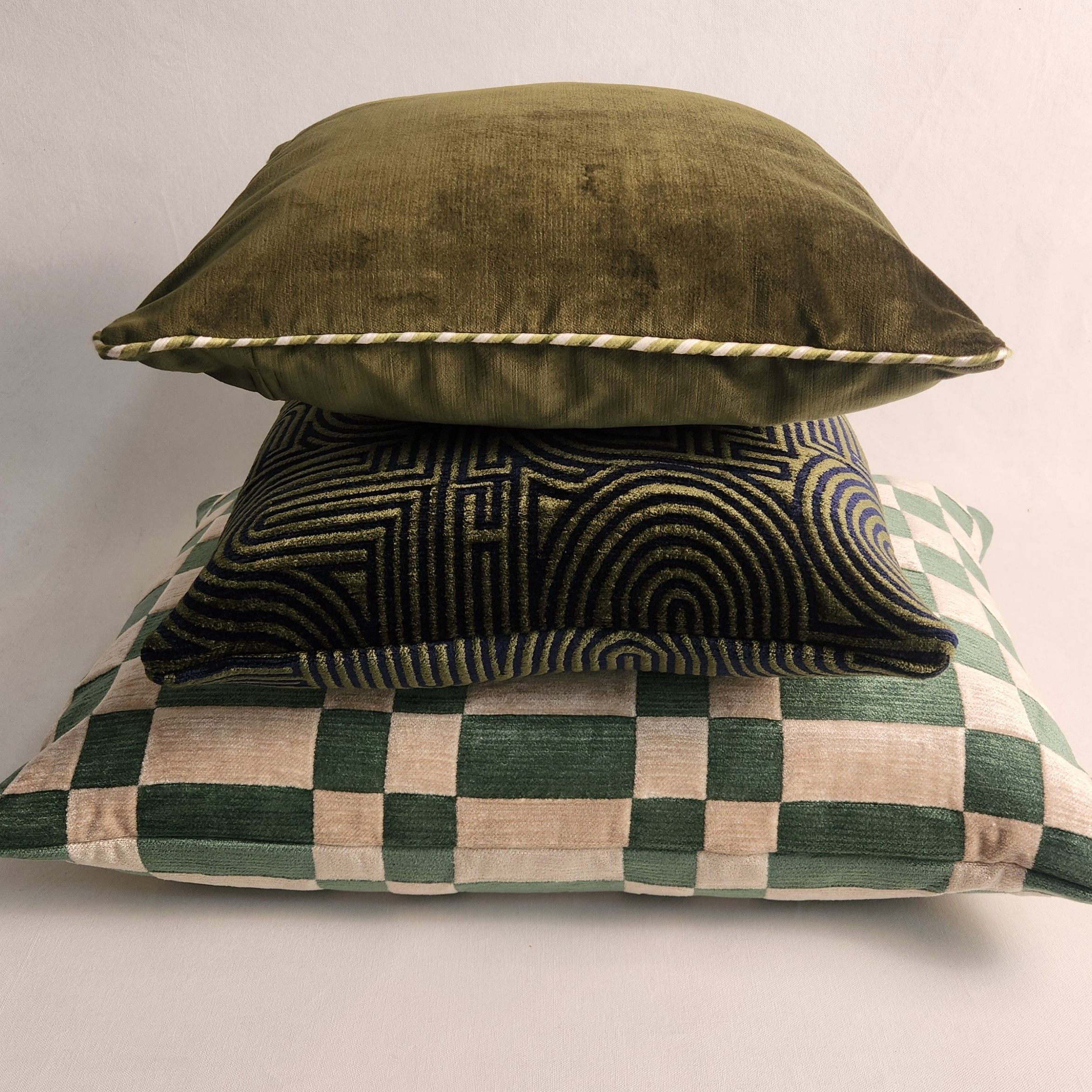 Klark Square Cushion - Midnight Blue & Olive Green