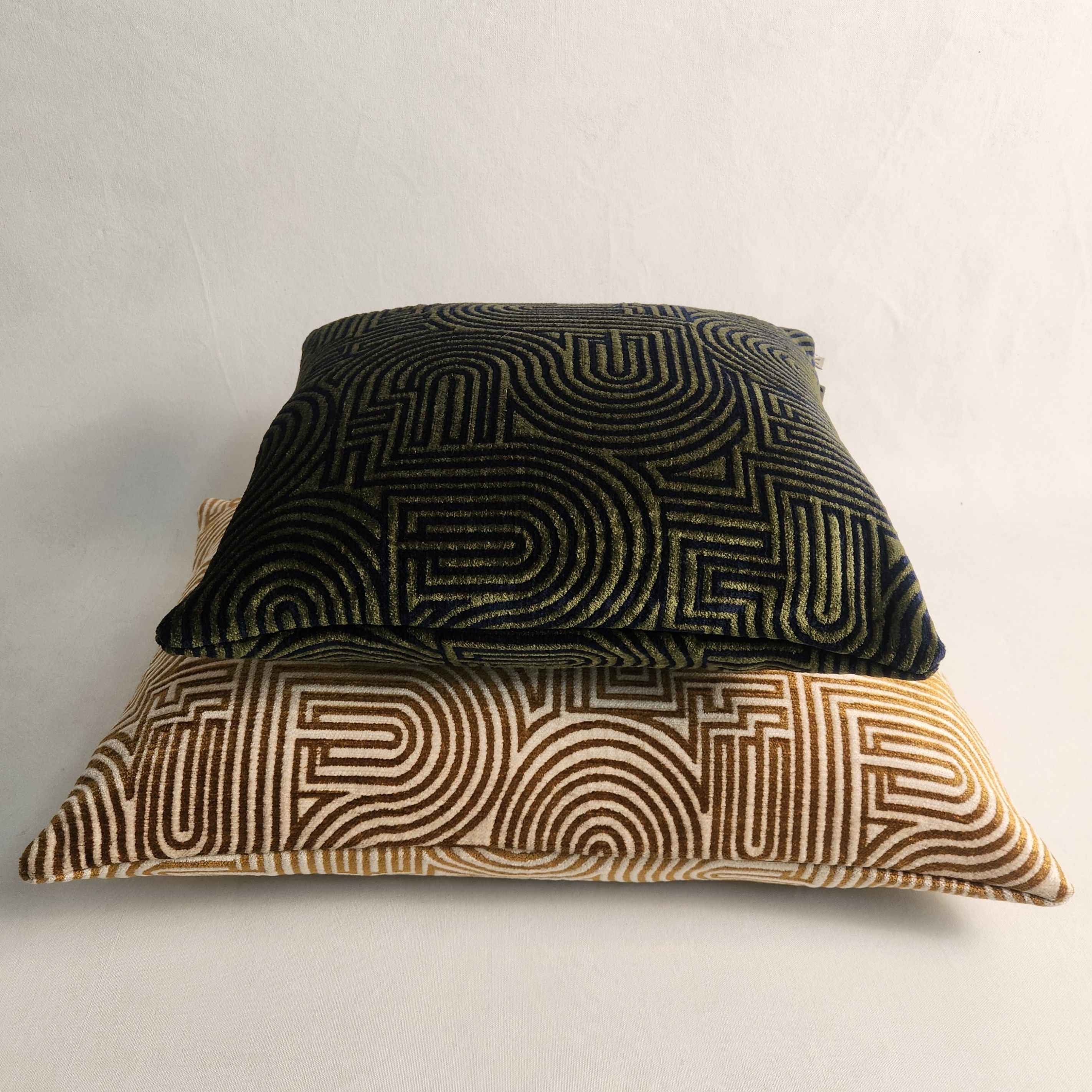 Klark Square Cushion - Midnight Blue & Olive Green