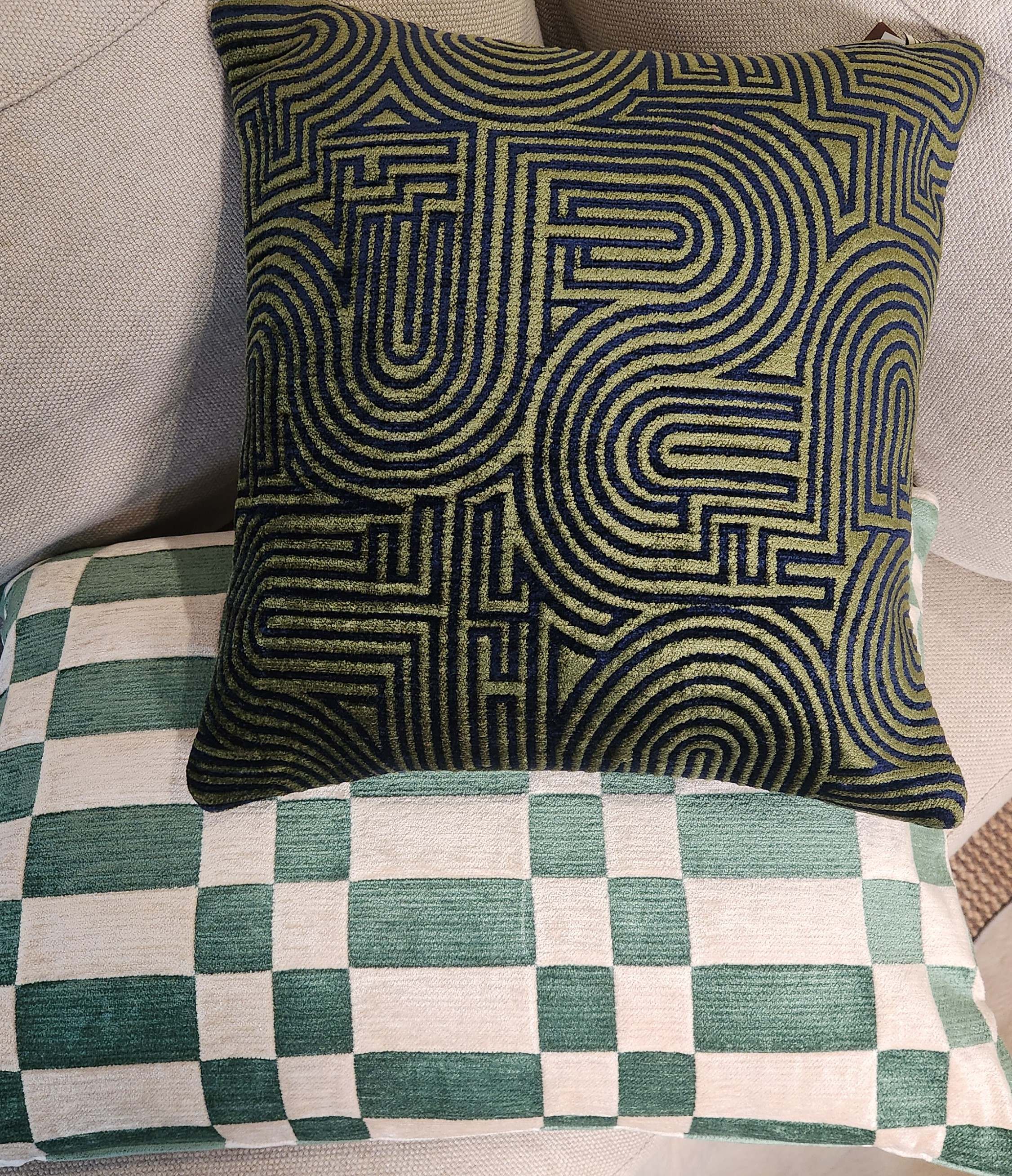 Klark Square Cushion - Midnight Blue & Olive Green