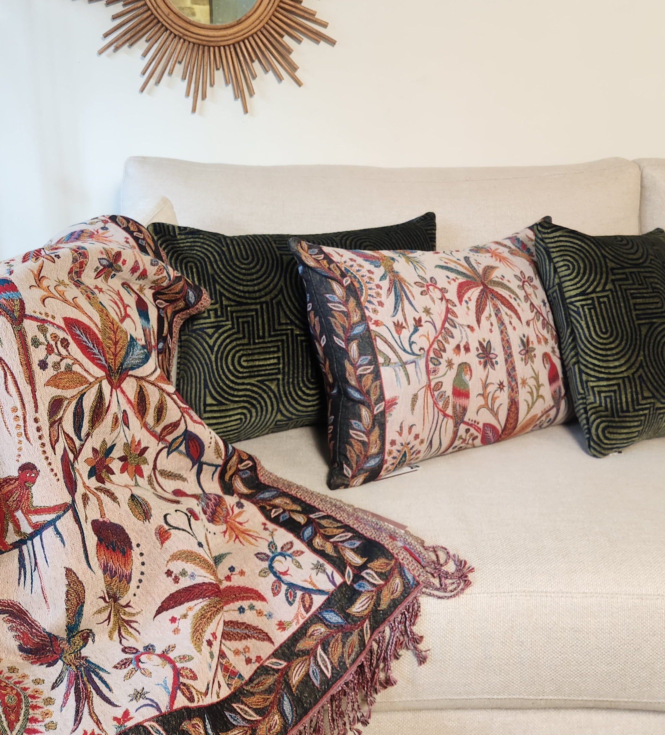 Klark Square Cushion - Midnight Blue & Olive Green